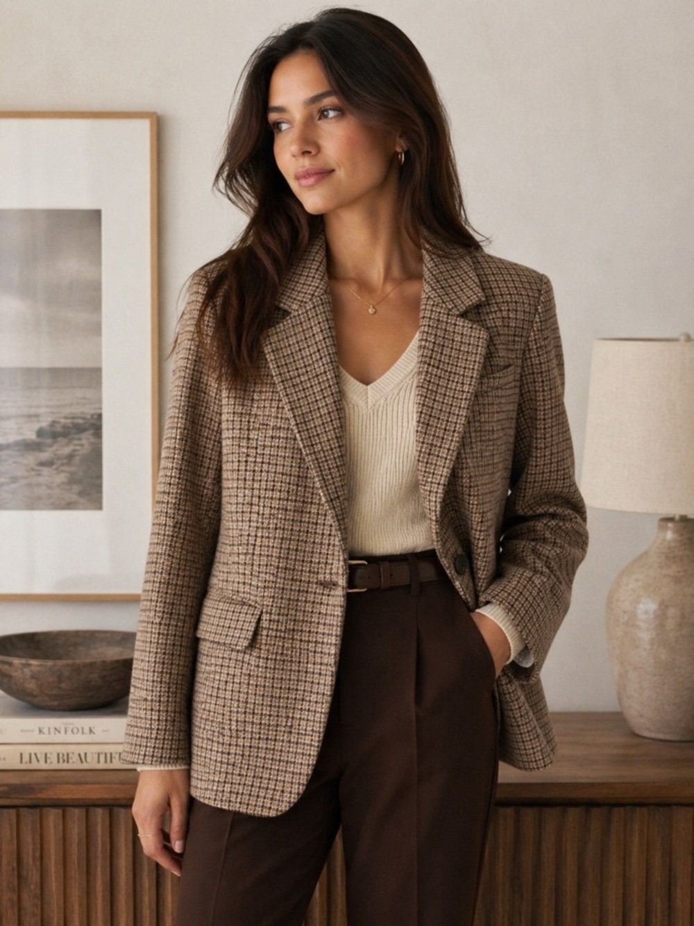 Abercrombie & Fitch Brown Plaid Blazer